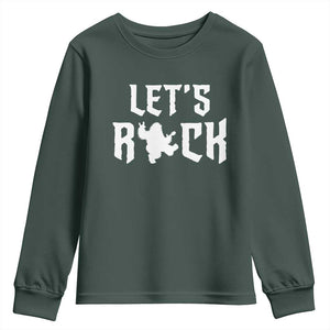 Bigfoot Rock N Roll Youth Sweatshirt Funny Lets Rock Music Lover TS12 Dark Forest Green Print Your Wear