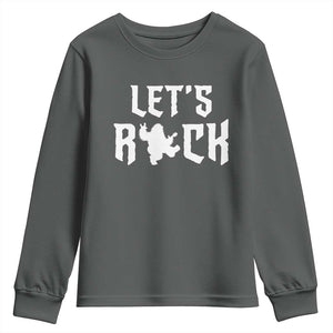 Bigfoot Rock N Roll Youth Sweatshirt Funny Lets Rock Music Lover TS12 Dark Heather Print Your Wear