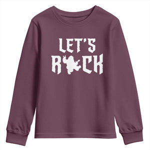 Bigfoot Rock N Roll Youth Sweatshirt Funny Lets Rock Music Lover TS12 Maroon Print Your Wear