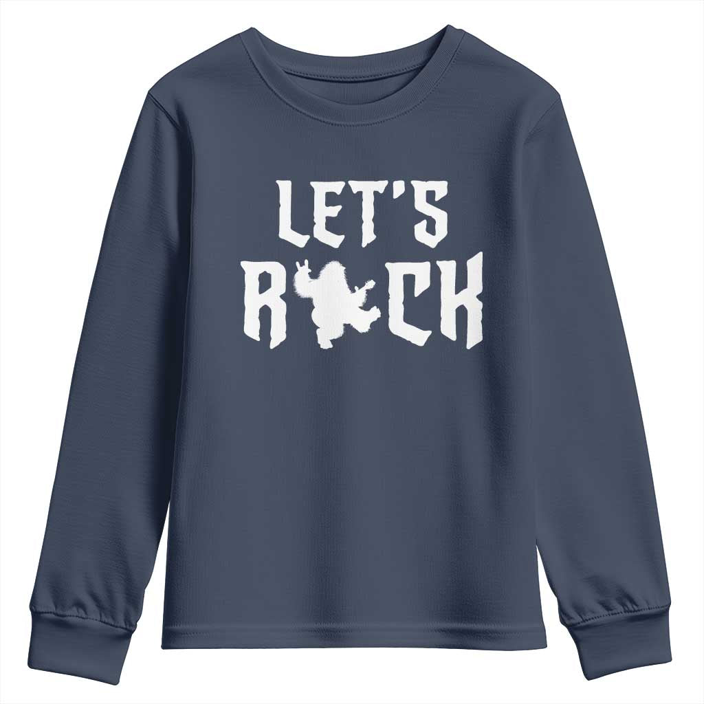 Bigfoot Rock N Roll Youth Sweatshirt Funny Lets Rock Music Lover TS12 Navy Print Your Wear