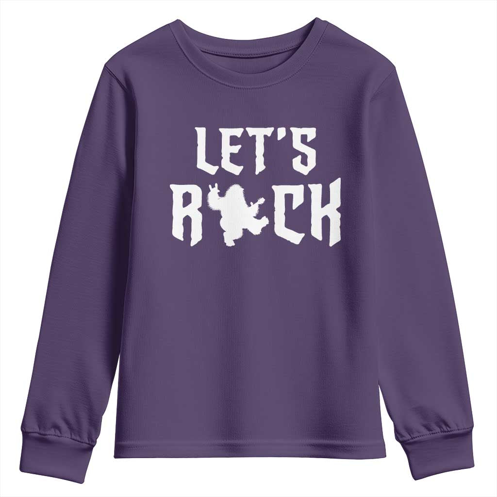 Bigfoot Rock N Roll Youth Sweatshirt Funny Lets Rock Music Lover TS12 Purple Print Your Wear