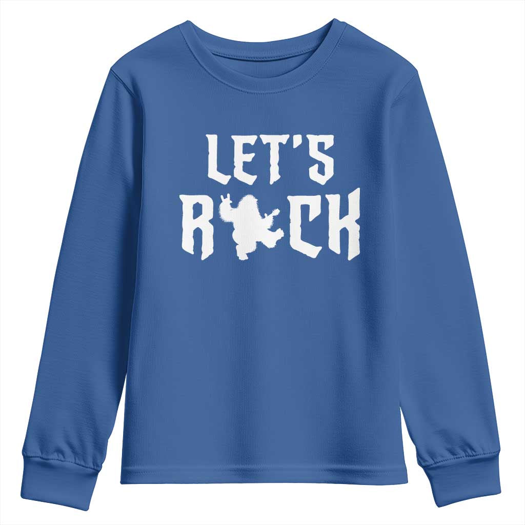 Bigfoot Rock N Roll Youth Sweatshirt Funny Lets Rock Music Lover TS12 Royal Blue Print Your Wear