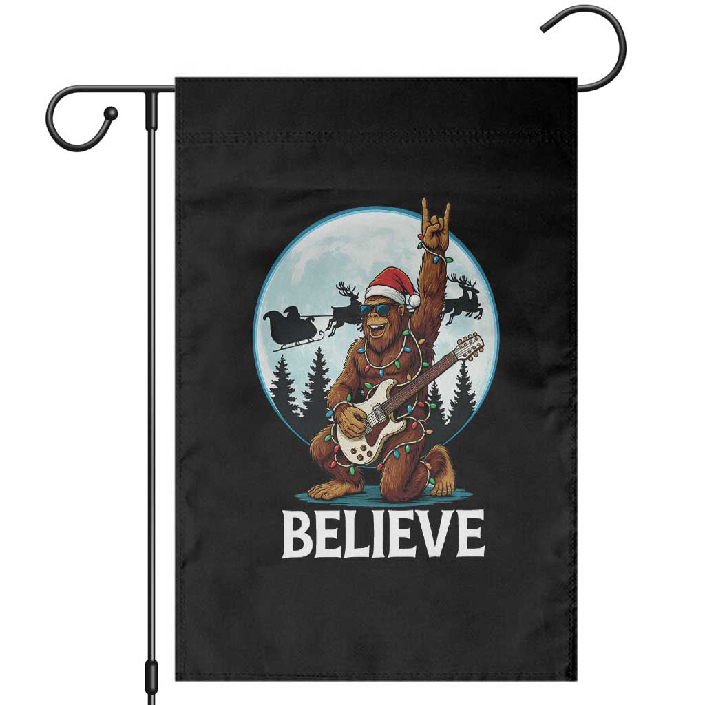 Christmas Bigfoot Garden Flag Believe Funny Santa Rock N Roll TS12 Black Print Your Wear