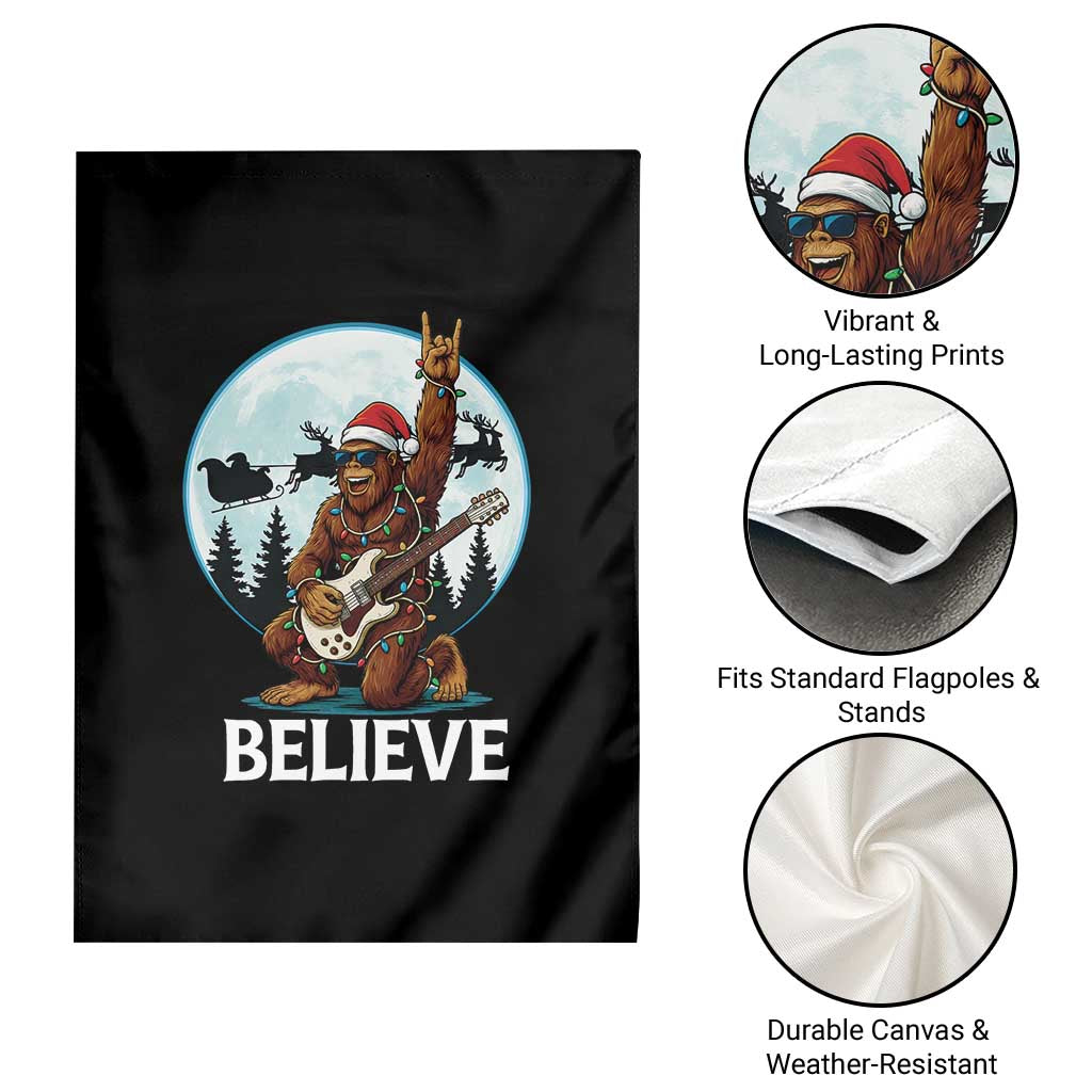 Christmas Bigfoot Garden Flag Believe Funny Santa Rock N Roll TS12 Print Your Wear