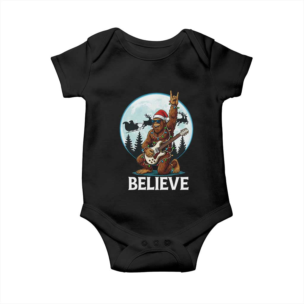 Christmas Bigfoot Baby Onesie Believe Funny Santa Rock N Roll TS12 Black Print Your Wear