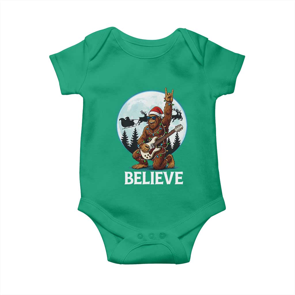 Christmas Bigfoot Baby Onesie Believe Funny Santa Rock N Roll TS12 Irish Green Print Your Wear