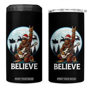 Christmas Bigfoot 4 in 1 Can Cooler Tumbler Believe Funny Santa Rock N Roll TS12 One Size: 16 oz Black Print Your Wear