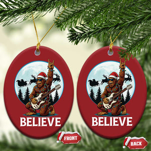 Xmas Bigfoot Christmas Ornament Believe Funny Santa Rock N Roll TS12 Oval Red Print Your Wear