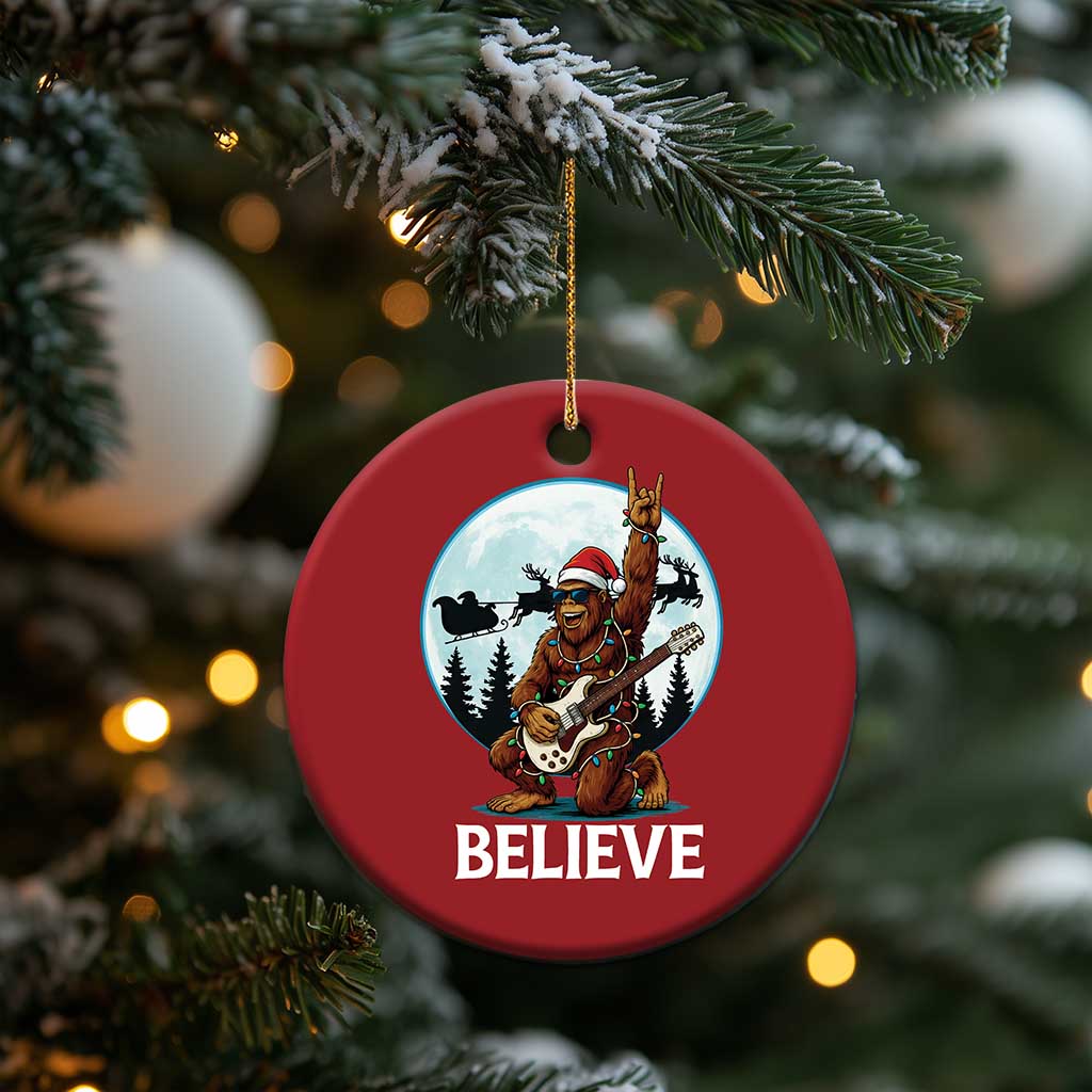 Xmas Bigfoot Christmas Ornament Believe Funny Santa Rock N Roll TS12 Print Your Wear
