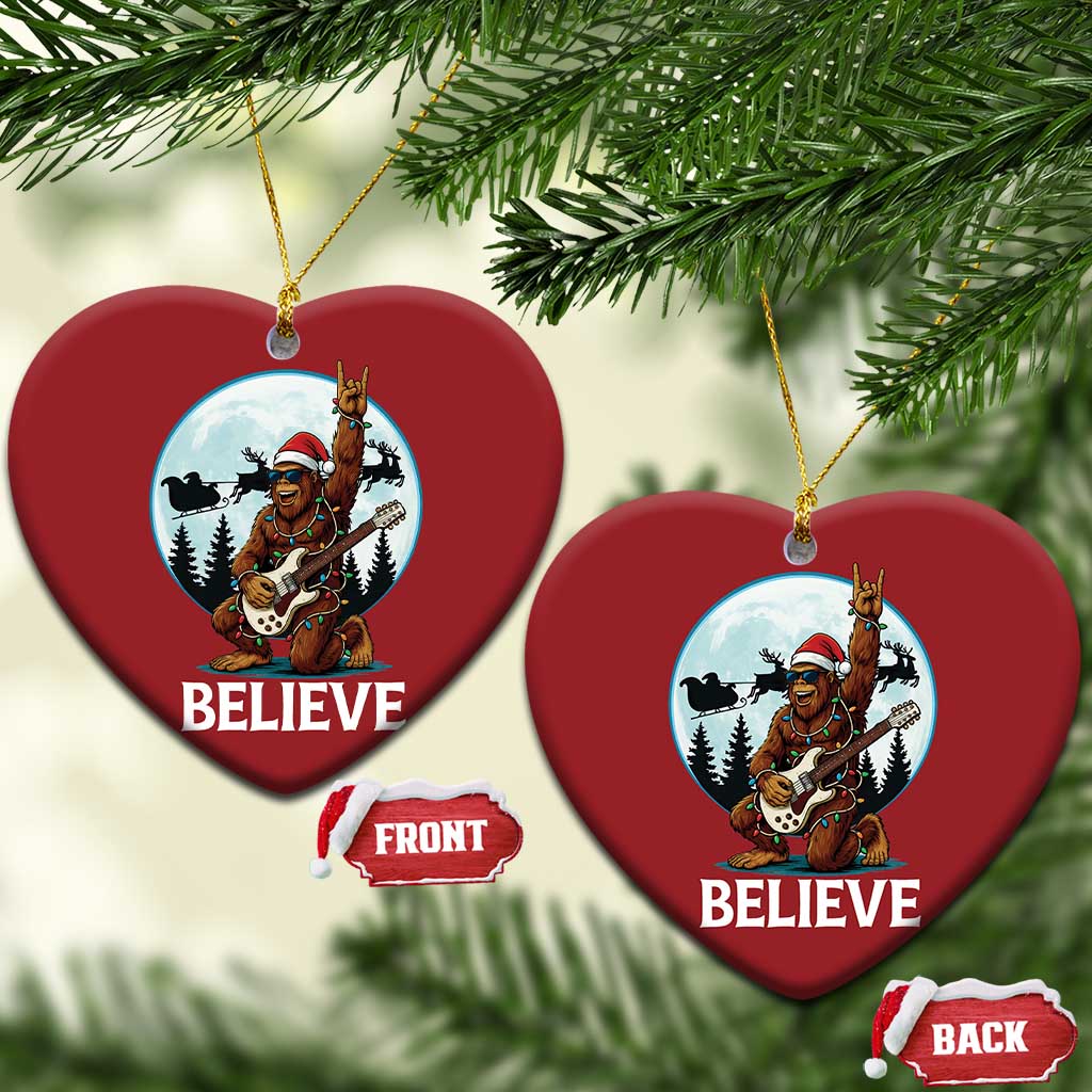 Xmas Bigfoot Christmas Ornament Believe Funny Santa Rock N Roll TS12 Heart Red Print Your Wear
