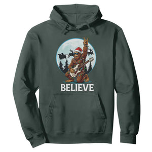 Christmas Bigfoot Hoodie Believe Funny Santa Rock N Roll TS12 Dark Forest Green Print Your Wear