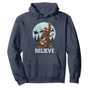 Christmas Bigfoot Hoodie Believe Funny Santa Rock N Roll TS12 Navy Print Your Wear