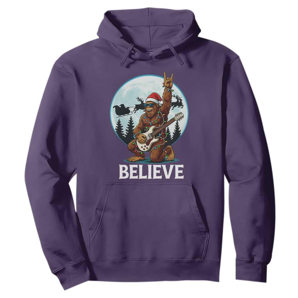 Christmas Bigfoot Hoodie Believe Funny Santa Rock N Roll TS12 Purple Print Your Wear
