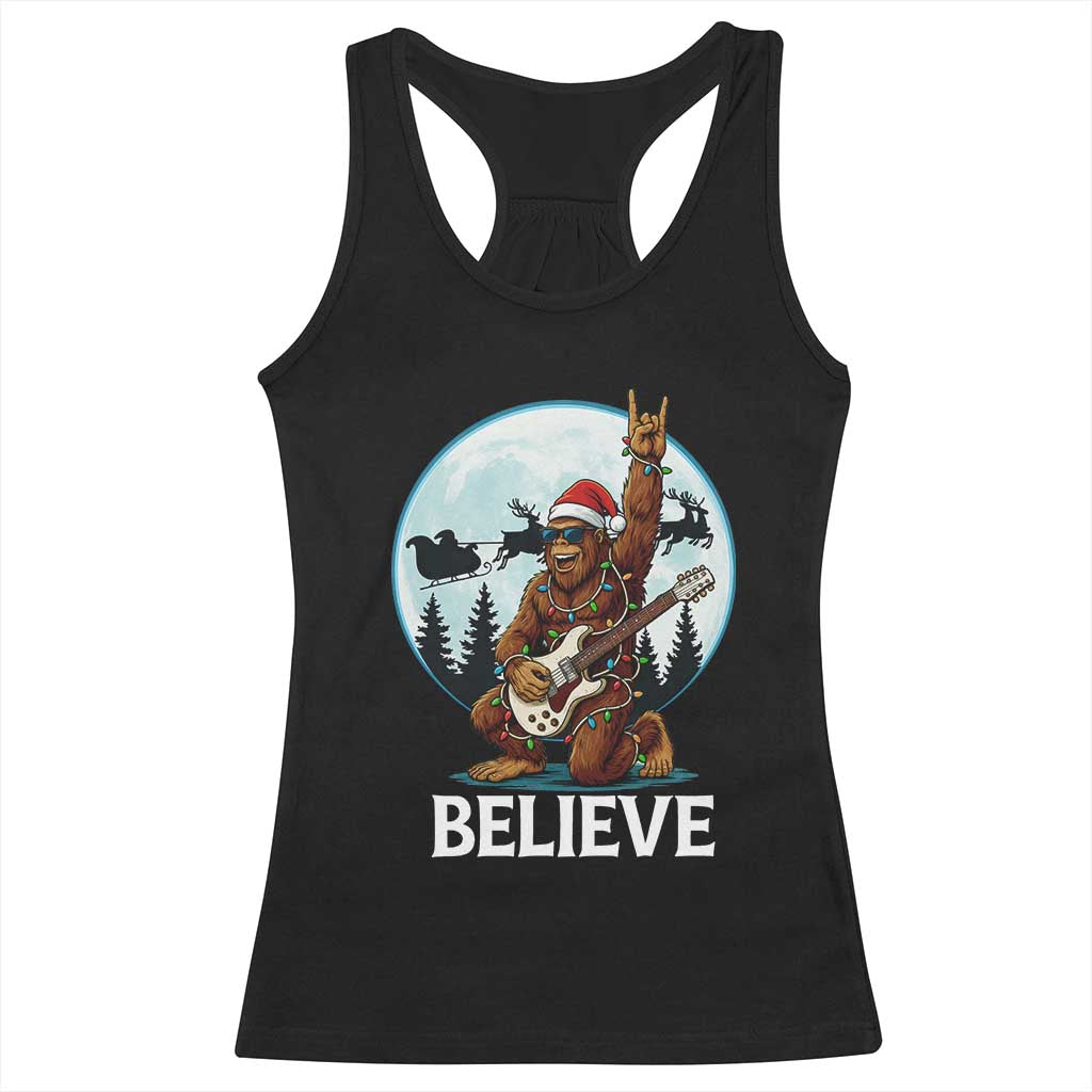 Christmas Bigfoot Racerback Tank Top Believe Funny Santa Rock N Roll TS12 Black Print Your Wear