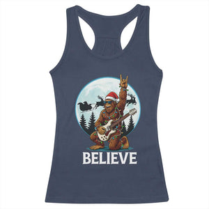 Christmas Bigfoot Racerback Tank Top Believe Funny Santa Rock N Roll TS12 Navy Print Your Wear