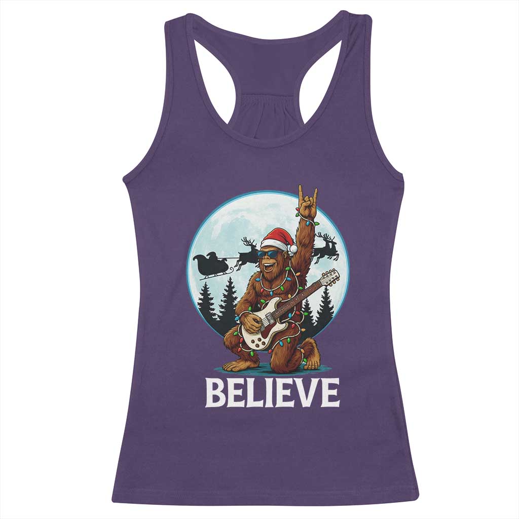 Christmas Bigfoot Racerback Tank Top Believe Funny Santa Rock N Roll TS12 Purple Print Your Wear