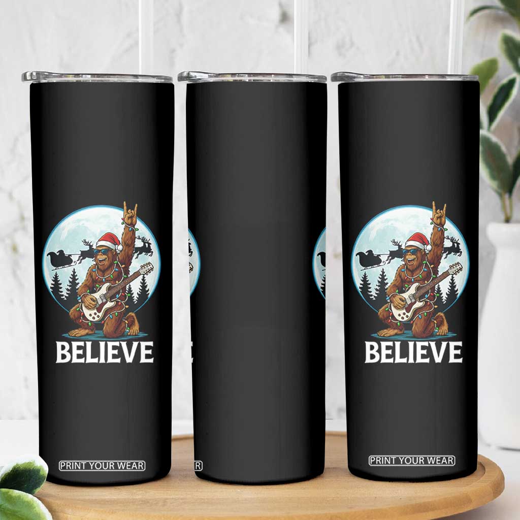 Christmas Bigfoot Skinny Tumbler Believe Funny Santa Rock N Roll TS12 Print Your Wear