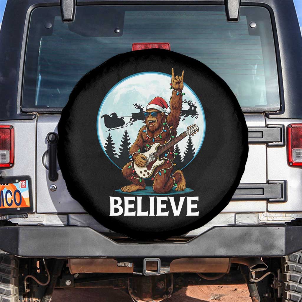 Christmas Bigfoot Spare Tire Cover Believe Funny Santa Rock N Roll TS12 No hole Black Print Your Wear