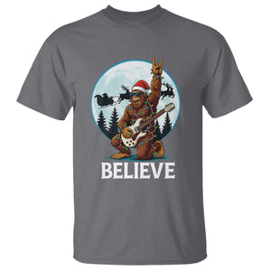Christmas Bigfoot T Shirt Believe Funny Santa Rock N Roll TS12 Charcoal Print Your Wear