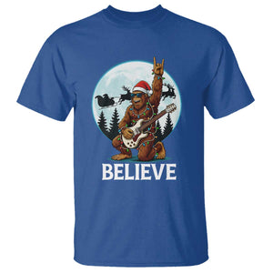 Christmas Bigfoot T Shirt Believe Funny Santa Rock N Roll TS12 Royal Blue Print Your Wear