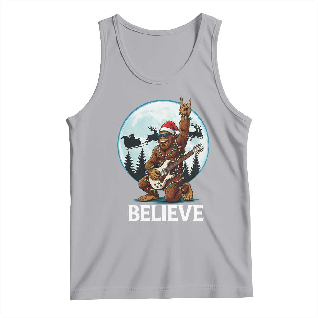 Christmas Bigfoot Tank Top Believe Funny Santa Rock N Roll TS12 Athletic Heather Print Your Wear