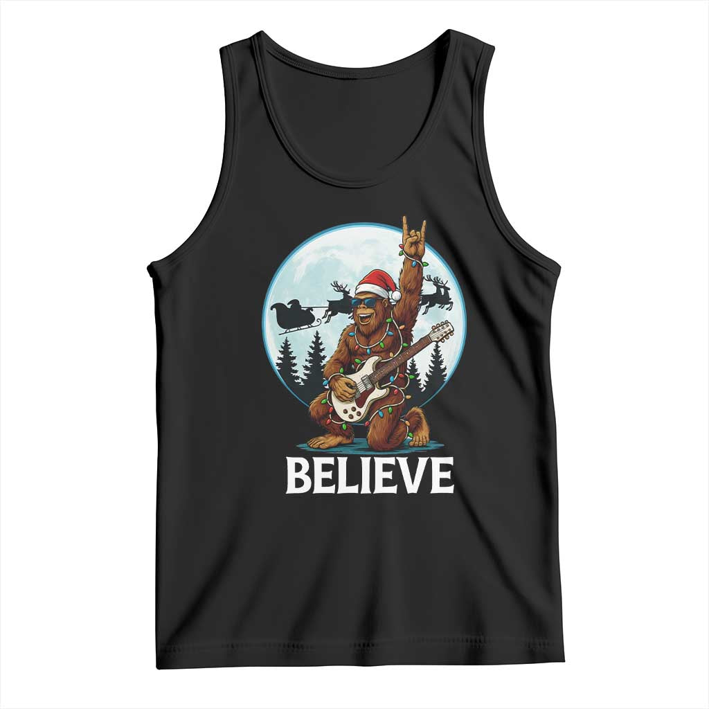 Christmas Bigfoot Tank Top Believe Funny Santa Rock N Roll TS12 Black Print Your Wear