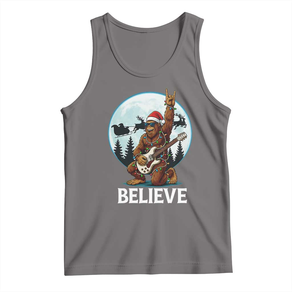 Christmas Bigfoot Tank Top Believe Funny Santa Rock N Roll TS12 Deep Heather Print Your Wear
