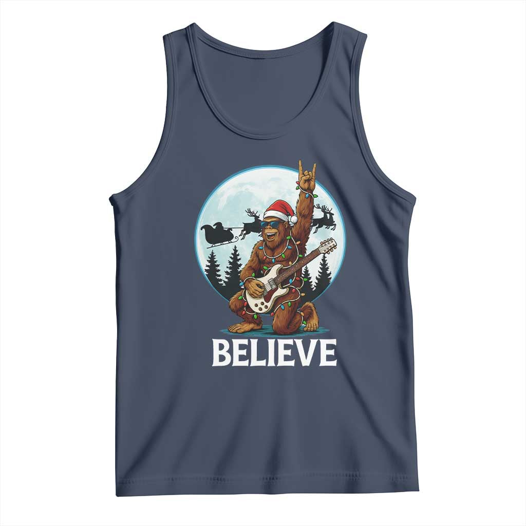 Christmas Bigfoot Tank Top Believe Funny Santa Rock N Roll TS12 Navy Print Your Wear