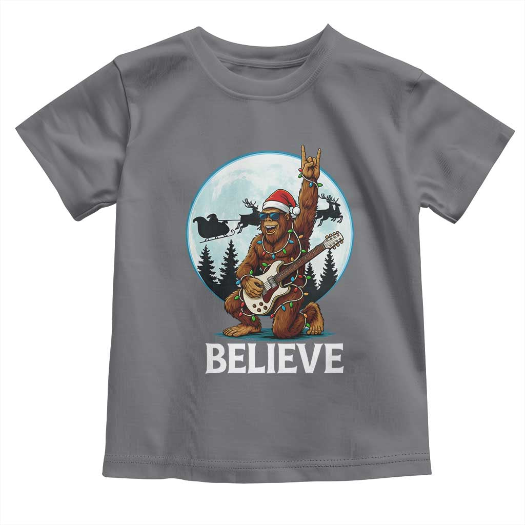 Christmas Bigfoot Toddler T Shirt Believe Funny Santa Rock N Roll TS12 Charcoal Print Your Wear