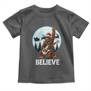 Christmas Bigfoot Toddler T Shirt Believe Funny Santa Rock N Roll TS12 Dark Heather Print Your Wear