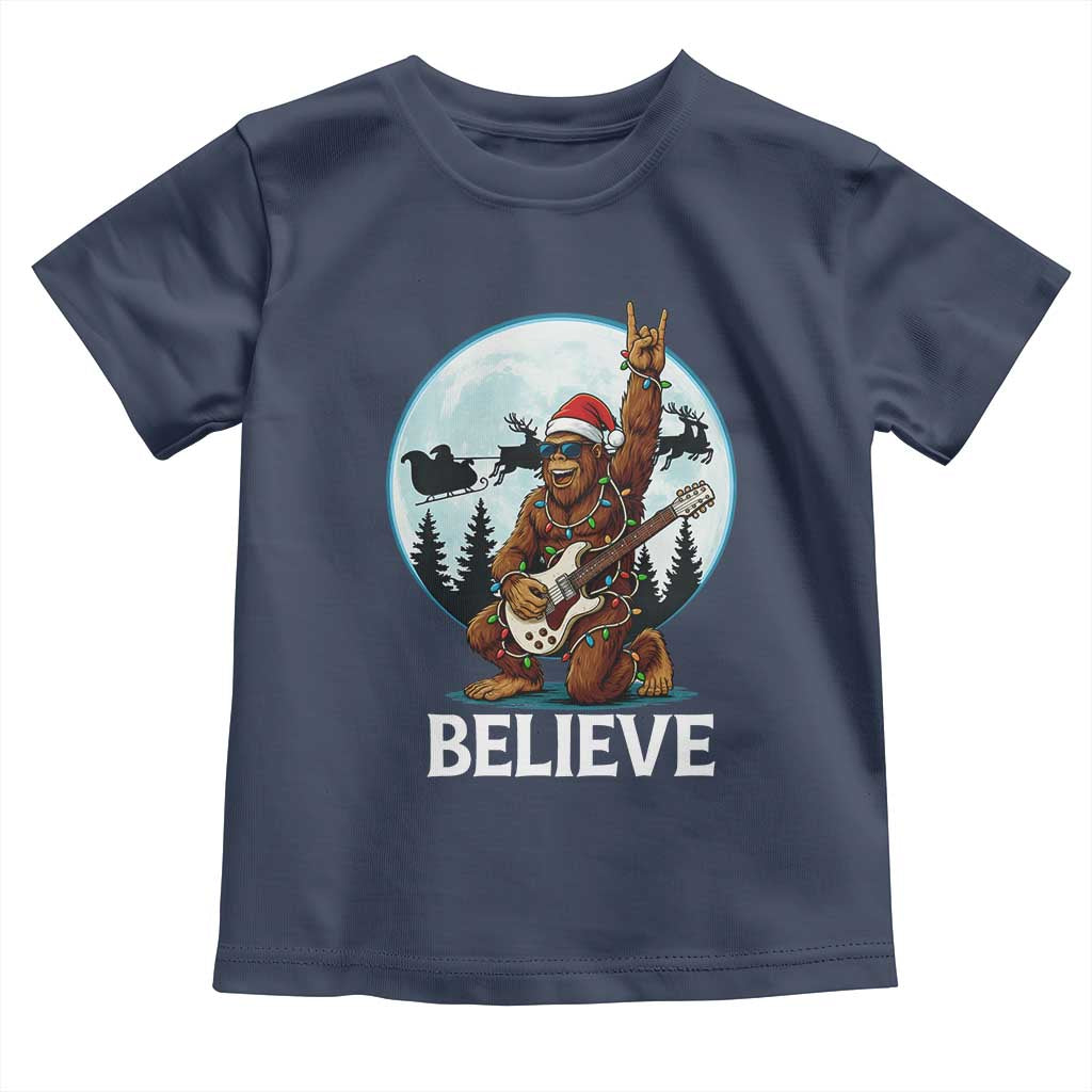 Christmas Bigfoot Toddler T Shirt Believe Funny Santa Rock N Roll TS12 Navy Print Your Wear