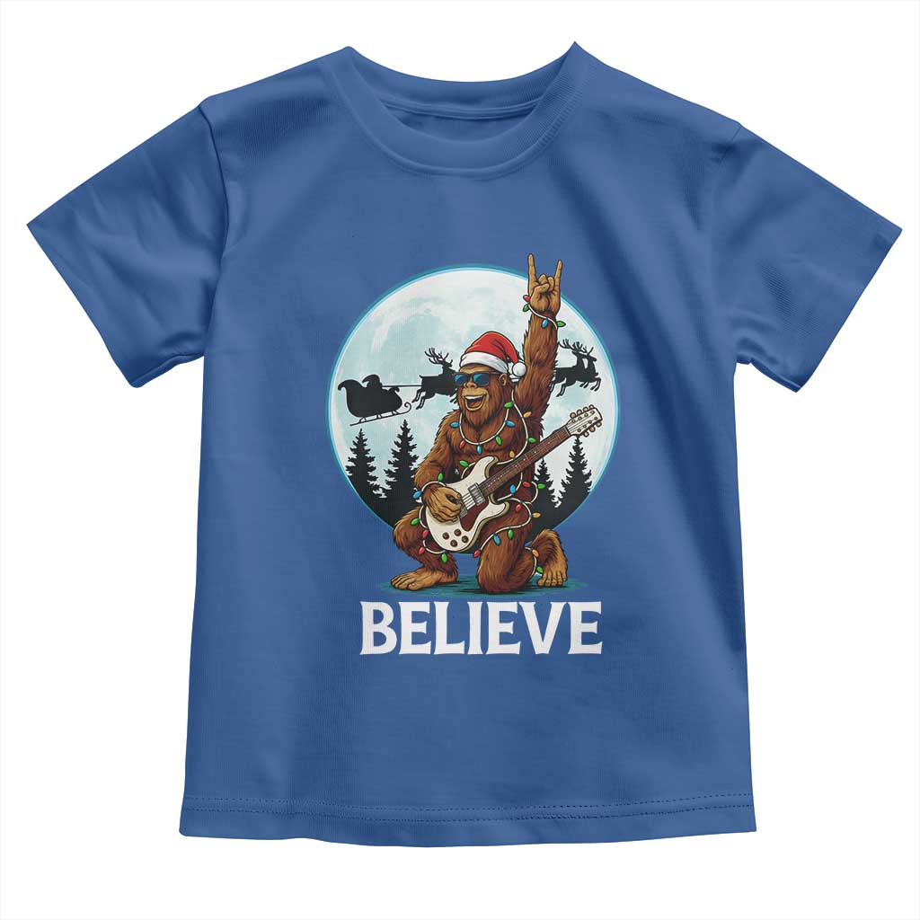 Christmas Bigfoot Toddler T Shirt Believe Funny Santa Rock N Roll TS12 Royal Blue Print Your Wear
