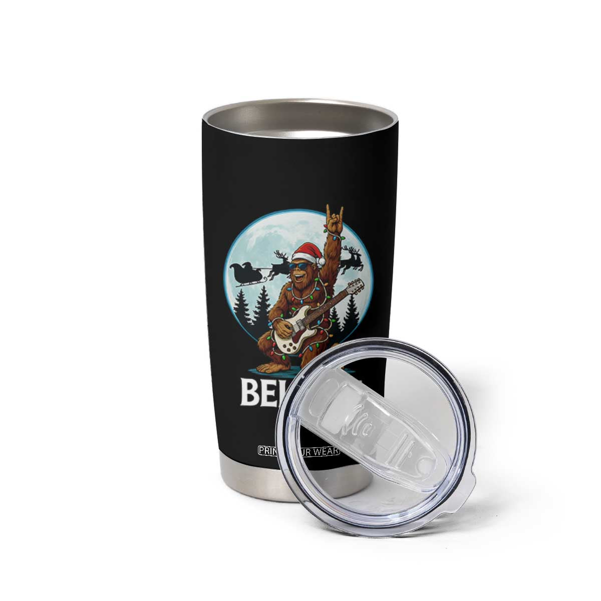 Christmas Bigfoot Tumbler Cup Believe Funny Santa Rock N Roll TS12 Print Your Wear