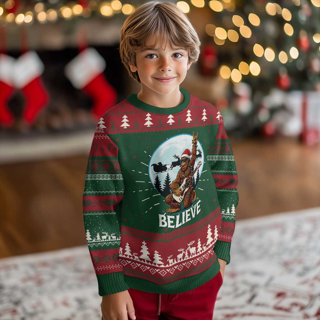 Xmas Bigfoot Ugly Christmas Sweater Believe Funny Santa Rock N Roll TS12 Christmas Print Your Wear