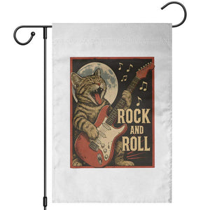 Funny Rock And Roll Garden Flag Cat Playing Electric Guitar Music Lover TS12 White Print Your Wear