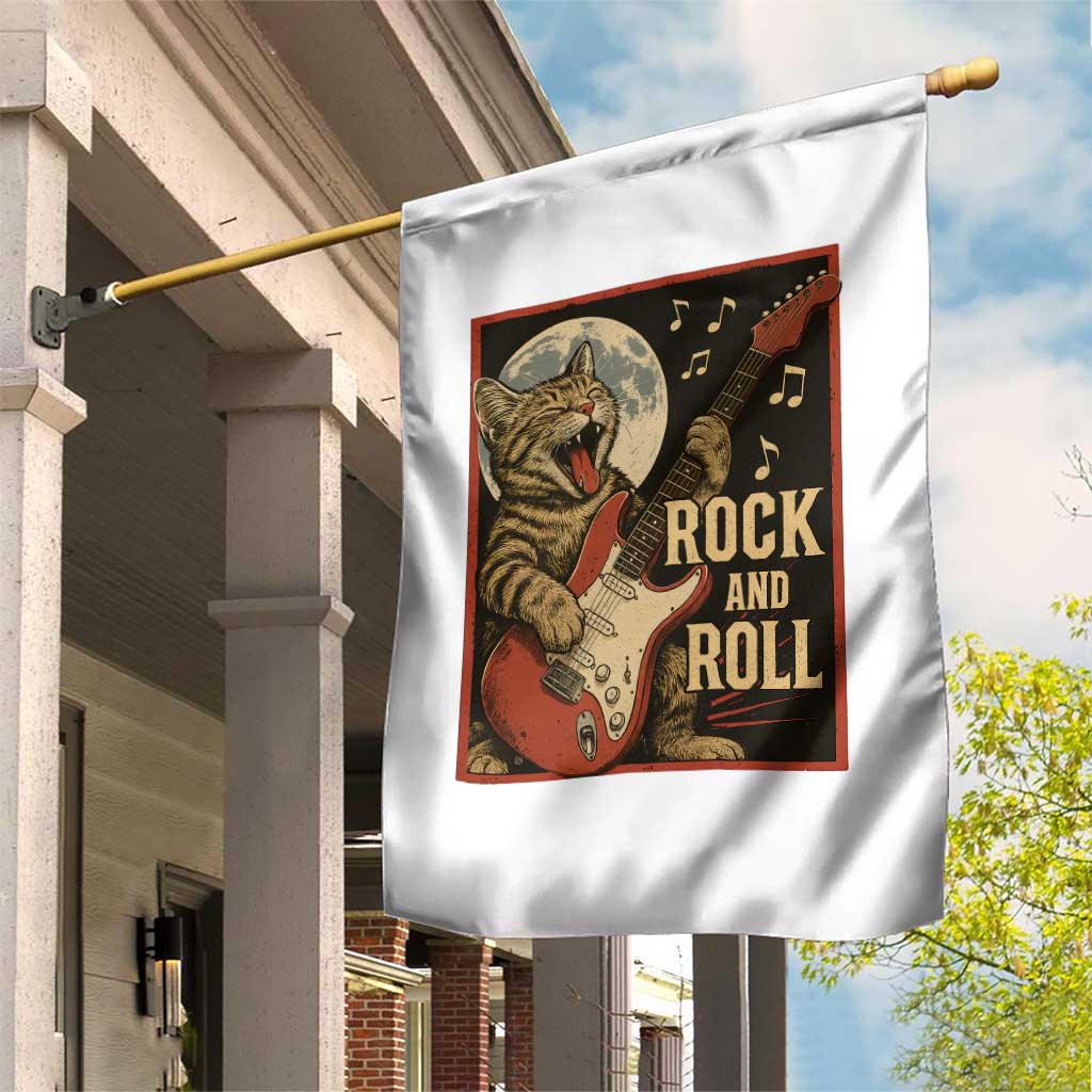 Funny Rock And Roll Garden Flag Cat Playing Electric Guitar Music Lover TS12 Print Your Wear