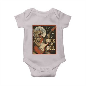 Funny Rock And Roll Baby Onesie Cat Playing Electric Guitar Music Lover TS12 Ice Gray Print Your Wear
