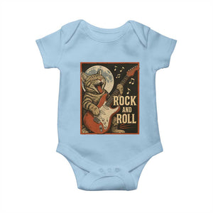 Funny Rock And Roll Baby Onesie Cat Playing Electric Guitar Music Lover TS12 Light Blue Print Your Wear