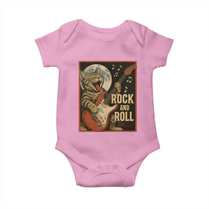 Funny Rock And Roll Baby Onesie Cat Playing Electric Guitar Music Lover TS12 Light Pink Print Your Wear