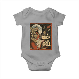Funny Rock And Roll Baby Onesie Cat Playing Electric Guitar Music Lover TS12 Sport Gray Print Your Wear