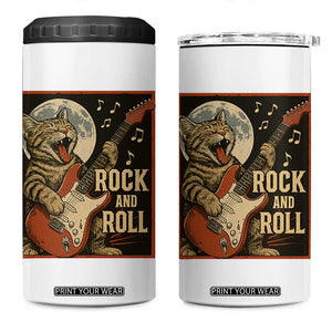 Funny Rock And Roll 4 in 1 Can Cooler Tumbler Cat Playing Electric Guitar Music Lover TS12 One Size: 16 oz White Print Your Wear