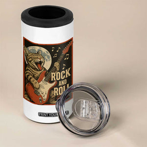 Funny Rock And Roll 4 in 1 Can Cooler Tumbler Cat Playing Electric Guitar Music Lover TS12 Print Your Wear