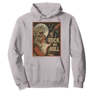 Funny Rock And Roll Hoodie Cat Playing Electric Guitar Music Lover TS12 Ice Gray Print Your Wear