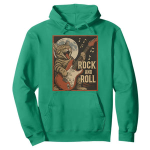 Funny Rock And Roll Hoodie Cat Playing Electric Guitar Music Lover TS12 Irish Green Print Your Wear