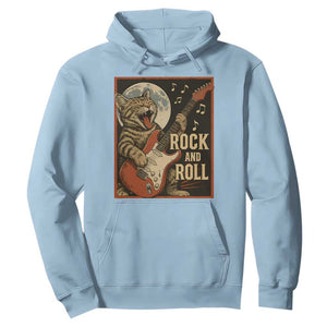 Funny Rock And Roll Hoodie Cat Playing Electric Guitar Music Lover TS12 Light Blue Print Your Wear