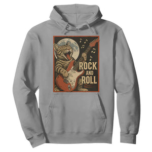Funny Rock And Roll Hoodie Cat Playing Electric Guitar Music Lover TS12 Sport Gray Print Your Wear