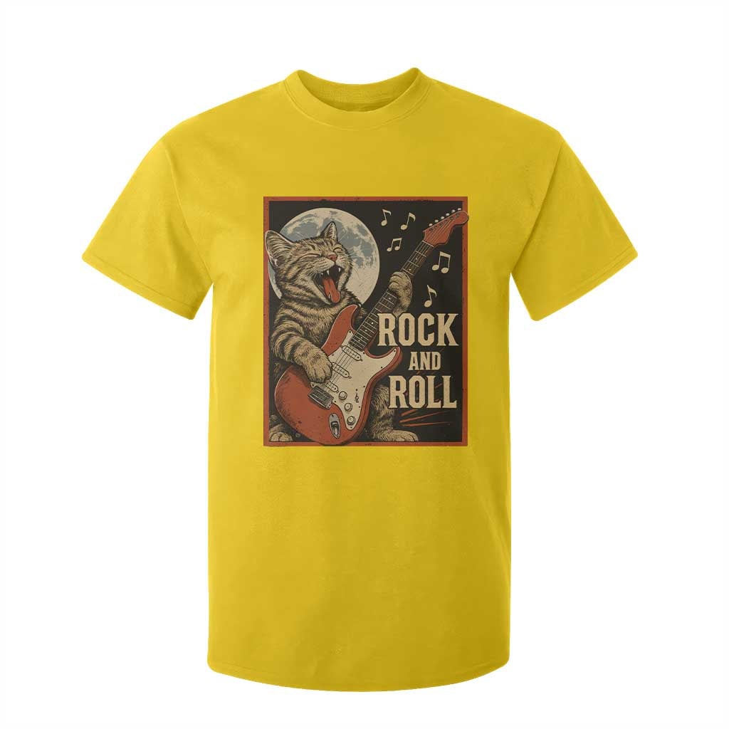 Funny Rock And Roll T Shirt For Kid Cat Playing Electric Guitar Music Lover TS12 Daisy Print Your Wear