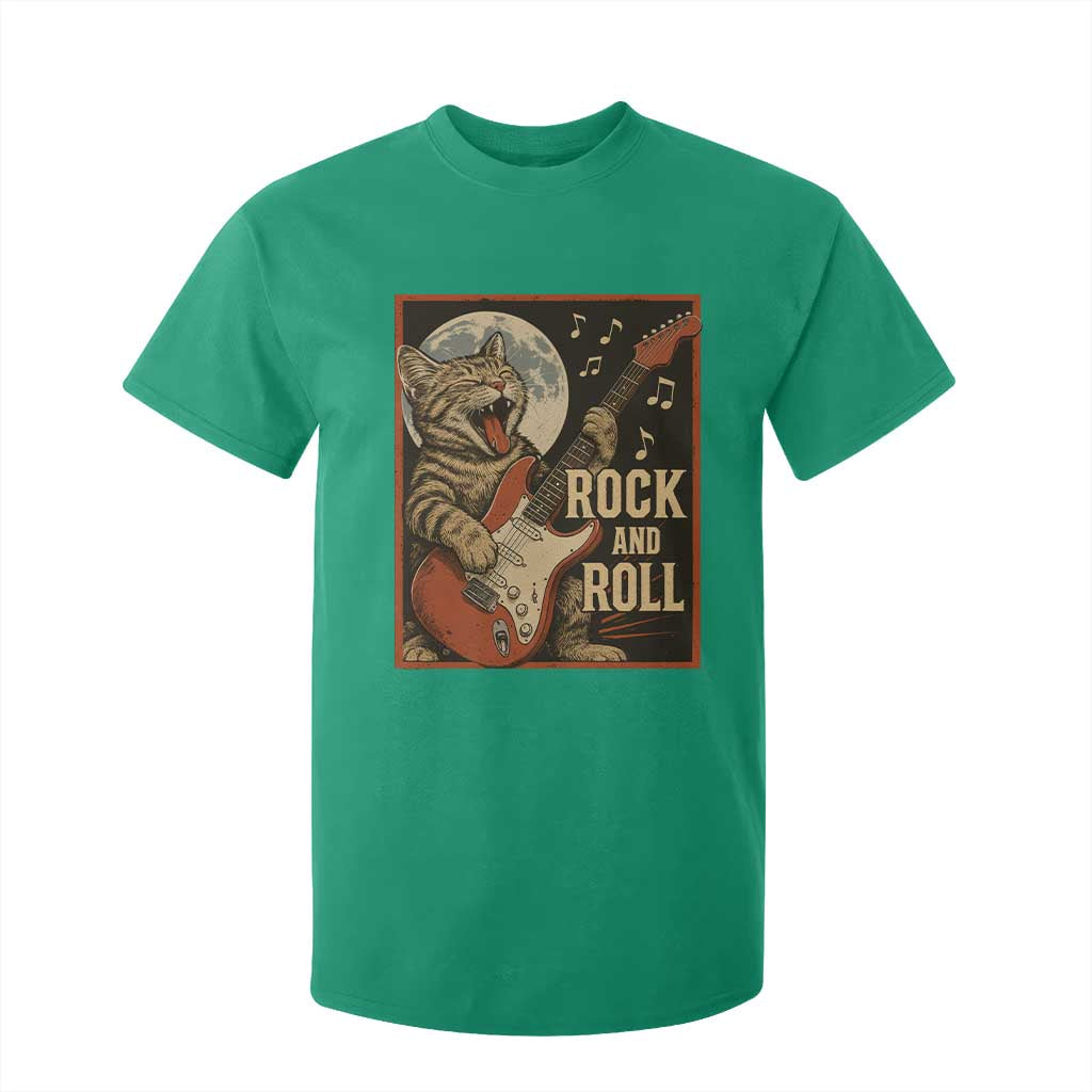 Funny Rock And Roll T Shirt For Kid Cat Playing Electric Guitar Music Lover TS12 Irish Green Print Your Wear
