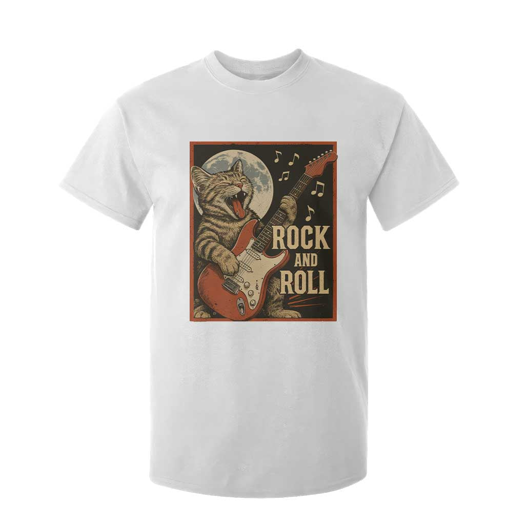Funny Rock And Roll T Shirt For Kid Cat Playing Electric Guitar Music Lover TS12 White Print Your Wear