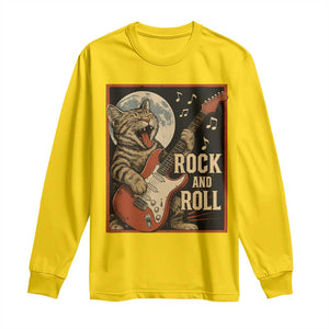 Funny Rock And Roll Long Sleeve Shirt Cat Playing Electric Guitar Music Lover TS12 Daisy Print Your Wear